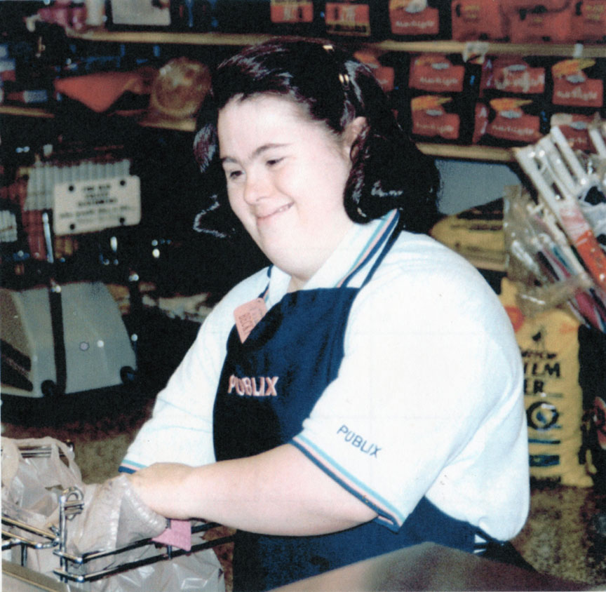 Becky bagging at the Titusville Publix Super Market in 2000.
