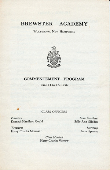 Brewster Free Academy graduation program - June, 1956